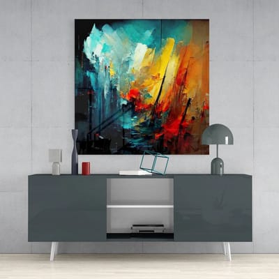 Glasschilderij Vierkant - Abstract - Morden - Woonkamer - Slaapkamer - Kleurrijk - 40x40 cm