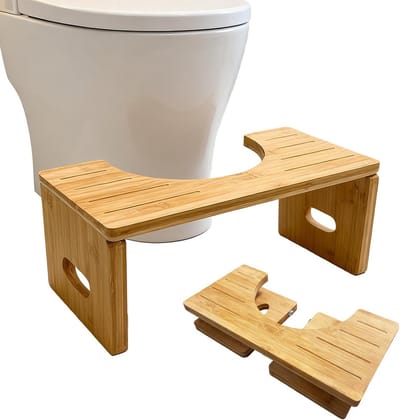 Opvouwbare Toiletkruk van Bamboe voor Betere Stoelgang Geschikt voor Volwassenen en Kinderen