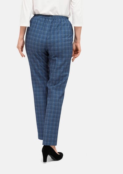 Geruite broek CARLA met biesjes - blauw - Gr. 38 van Goldner Fashion