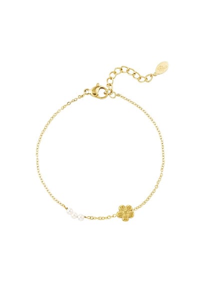 Goudlief armband bloem met parels - Verkleurt niet - Roestvrij staal - Goudlief.nl