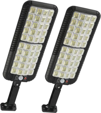 LED-lantaarn op zonne-energie voor buiten met bewegingsmelder - 256 LEDs, IP65 waterdicht, krachtige lamp - 3 modi - 2 stuks