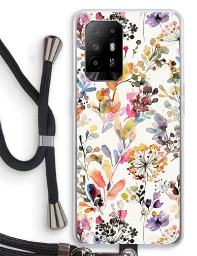 Case Company® - Hoesje met koord geschikt voor Oppo A94 5G hoesje met Koord - Wilde grassen - Telefoonhoesje met Zwart Koord - Bescherming aan alle Kanten en Over de Schermrand