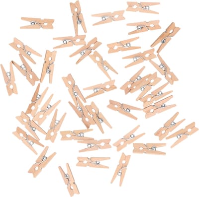 Humbert 80x mini decoratieve houten clips - 25mm - knijpers