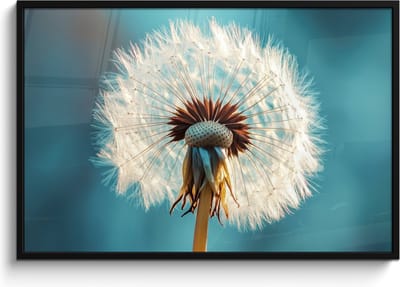 Poster in lijst - Fotolijst 120x80 cm - Posters - Paardenbloem - Natuur - Bloemen - Blauw - Posterlijst zwart - Decoratie - Wanddecoratie woonkamer - Muurdecoratie slaapkamer