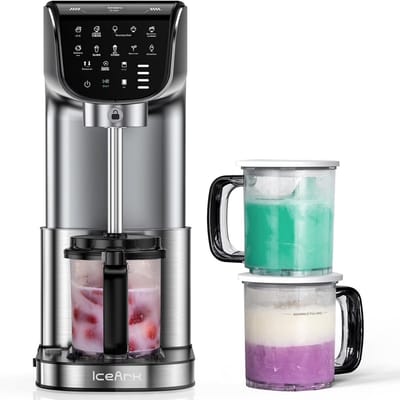 11 in-1 IJsmachine – softijs machine voor thuis - 3x 19.2oz BekersVaatwasserbestendig EénMaak IJscréme, Gelato, Sorbet Milkshake -Knop Opslag - Zilver