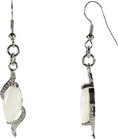 Parelmoeren oorbellen Nacre Small - oorhangers - parelmoer - sterling zilver (925) - wit - zilver - luxe sieraden zakje - witte oorbellen - oorbellen dames