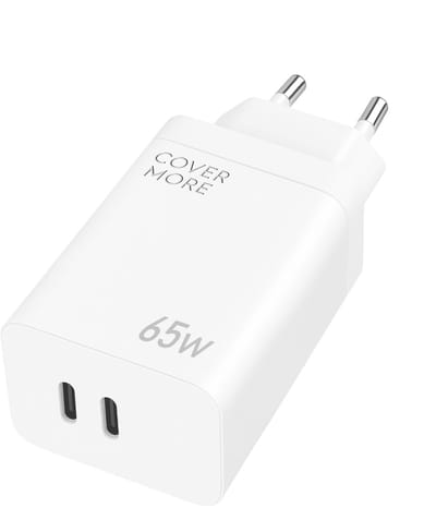 Dual 65w usb C adapter - Usb C laptop oplader - Snellader - Oplaadstekker - Gan charger voor telefoon, laptop, tablet - Met twee usb C poorten - Oplaadblokje - Usb Adapter
