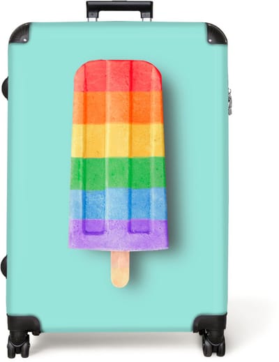 NoBoringSuitcases.com® - Koffer groot - Reiskoffer lichtgewicht - IJs - Regenboog - Turquoise - Zomer - Rolkoffer met 4 wielen - Grote trolley XL - 98 liter bagage
