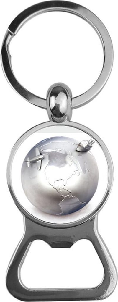 Bieropener Glas - Wereldbol Zilver