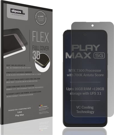 dipos FLEX – Matte Privacy Screenprotector geschikt voor Lava Play Max | Volledige Schermbescherming | Case-Friendly