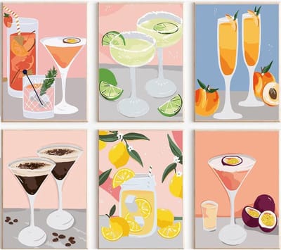 Schilderen op nummer voor volwassenen, DIY wijnglas set, handbeschilderd, veelkleurige creaties, 6 stuks, perfect voor ontspanning en kunstzinnige expressie