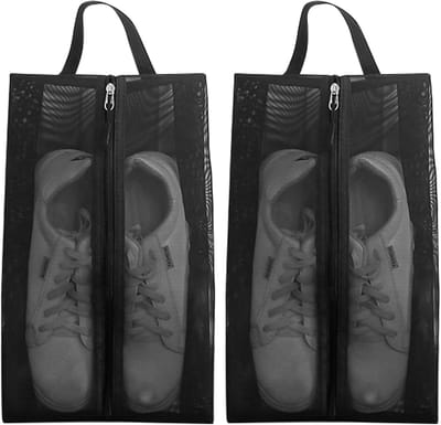 Schoenentas - Reisschoenentas - Sneakertas - Waterdichte reisschoenentas - Ritssluiting - Unisex - Zwart - 2 stuks