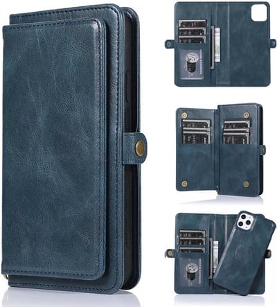 Hoesje geschikt voor iPhone 16e - Bookcase - Afneembaar 2 in 1 - Backcover - Pasjeshouder - Portemonnee - Kunstleer - Blauw