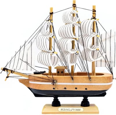 Houten Zeilboot Model van 16 cm, Nautische Decoratie voor Bureau en Thuis, Maritieme Accessoires en Scheepsdecoratie