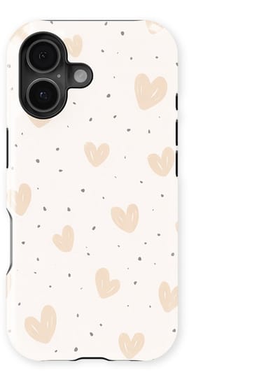 Tough Hoesje met Hartjes geschikt voor iPhone 16 | Little Love Tough Case Geschikt voor Mag | Hartjes Print Backcover geschikt voor iPhone 16 Calm Hearts