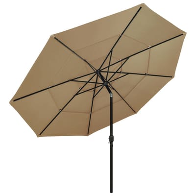 vidaXL - Parasol - 3-laags - met - aluminium - paal - 3,5 - m - taupe