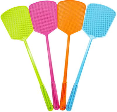 Set van 4 Duurzame Vliegenmeppers met Antislip Handvat – 50 cm Lang, Kleurrijk en Effectief
