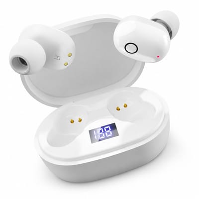 Voltma BeatBliss Draadloze Oordopjes - Bluetooth 5.3 Oortjes Draadloos - In-Ear Sport Oordopjes met LED Display - Earbuds met Ingebouwde Microfoon - IPX45 Waterbestendig voor Sporten & Reizen - Wit