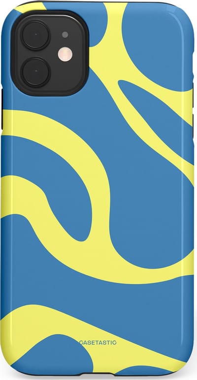 Casetastic hoesje geschikt voor Apple iPhone 11 - Dubbellaagse bescherming - Blauwe Gele Zee Stranden - Fashion Case - Lavendel Goud Lichtblauw