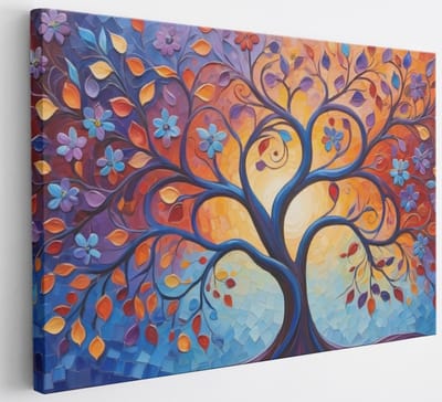 Saammp Canvas Schilderij - Gekleurde boom - Abstract - 30x20 - Foto op canvas - Wanddecoratie - Muurdecoratie Woonkamer - Slaapkamer decoratie - Canvas Print
