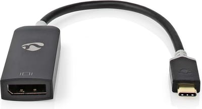 Nedis USB-C Adapter - USB 3.2 Gen 1 - USB-C Male - DisplayPort Female - 8K@30Hz - 0.20 m - Rond - Verguld - PVC - Antraciet - Doos