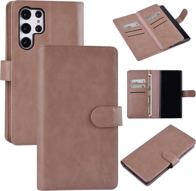 UNIQ Accessory Rose Gold Book Case Telefoonhoesje voor Samsung Galaxy S22 Ultra - Kunstleer met Uitstekende Bescherming.