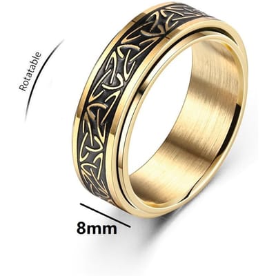 Viking Keltische Knoop Runen Ringen Voor Mannen Roterende Roestvrij Staal Stress Angst Verlichting Draaiende Ring Anillo Antiestres 12 beige