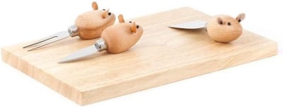 Kikkerland - Cheese Board And 3 Mouse Knives (CHS07)