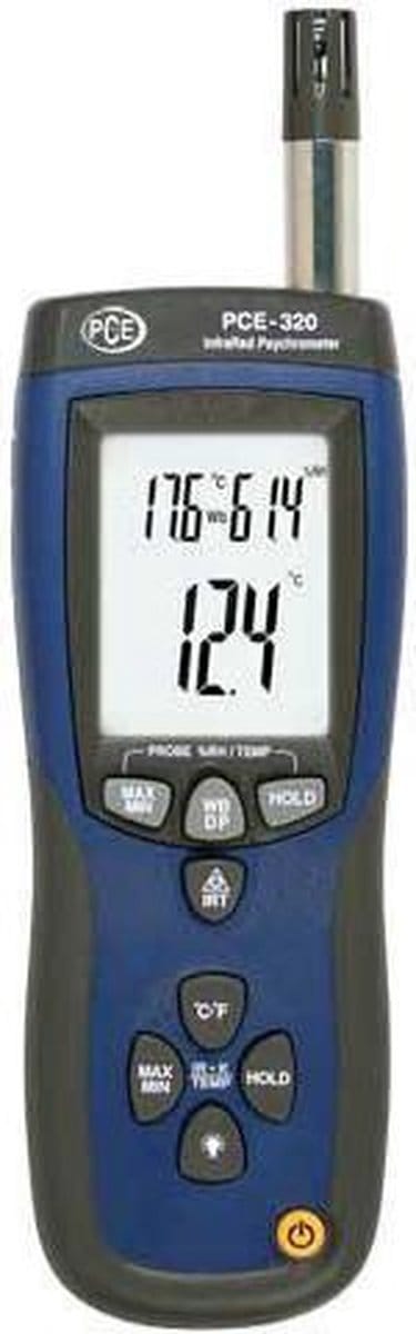 Vochtigheidsmeter PCE-320, voor o.a. temperatuur en luchtvochtigheid