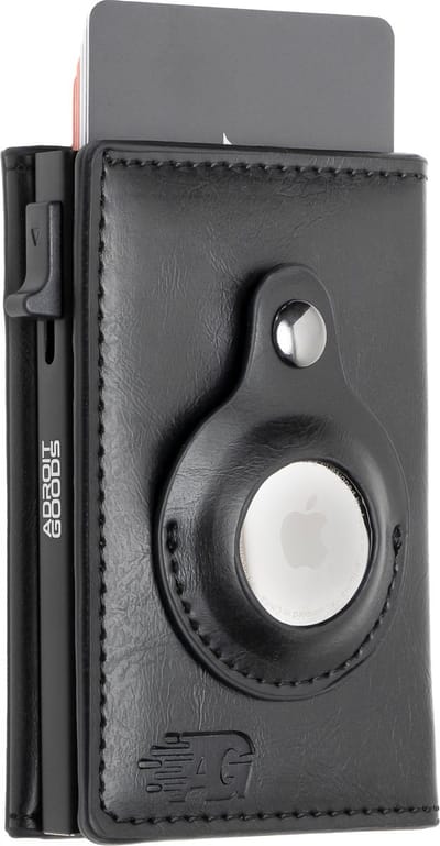 AdroitGoods Pasjeshouder – 8 Pasjes – RFID Bescherming – Geschikt voor Apple AirTag – Leder/Zwart
