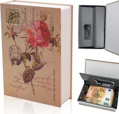 Verborgen Boek Veilige Kluis met Combinatieslot, Mini Kluis voor Geld, Sieraden en Documenten, Lockable Veiligheidsbox voor Thuis en Kantoor, 18 × 11.5 × 5.5 cm