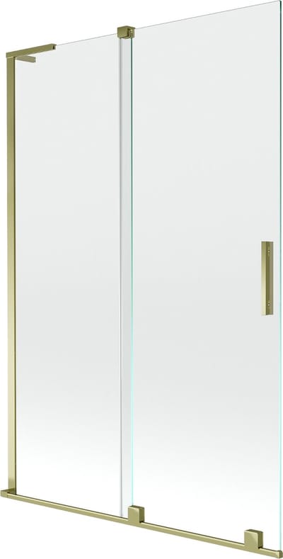 Mexen Velar L badwand 2-delig schuifbaar 120 x 150 , transparant, goud - 896-120-003-01-50
