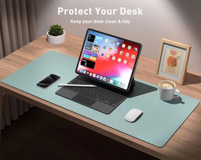 Famanu – bureaulegger en muismat - antislip en waterdicht schrijfoppervlak voor laptop en bureau - 60 x 35 cm - lichtblauw