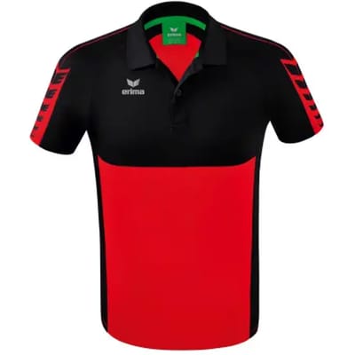 Erima Six Wings Polo Heren - Zwart / Rood | Maat: M