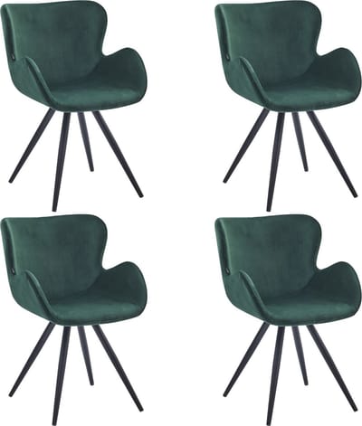 Colenis® - Anabella Eetkamerstoel - Set Van 4 - Groen - Velvet - Industrieel - Met armleuning