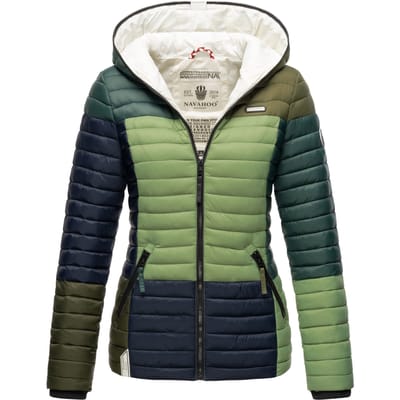 Navahoo Dames Gewatteerde Jas Multikulti – Licht, Trendy & Met Colour-Blocking Design
