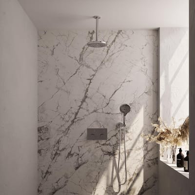 Brauer Chrome Carving Thermostatische Regendoucheset Inbouw - Hoofddouche 20 cm - Met Drukknoppen - Handdouche 3 Standen - Doucheslang - Wandaansluitbocht - Chroom