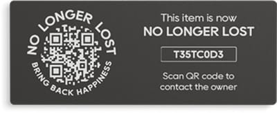 NoLongerLost - Stickers (x2) - Slimme Sticker groot rechthoekig (6.5 cm x 2.5 cm) - Donker Grijs - Unieke QR code - Tracking
