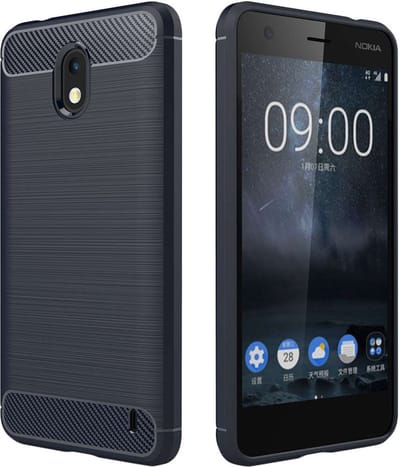 ebestStar - Hoes geschikt voor Nokia Nokia 2, TPU Bescherming Cover, Koolstof Design Hoesje, Donkerblauw