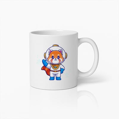 Schattige Rode Panda Astronaut Mok – Leuk Ruimte Dieren Koffiebeker voor Kinderen en Volwassenen