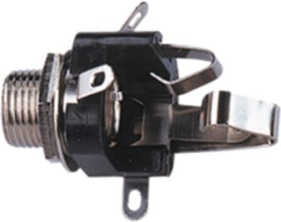 6,35mm Jack (v) inbouw connector - plastic - 3 soldeerpunten / stereo