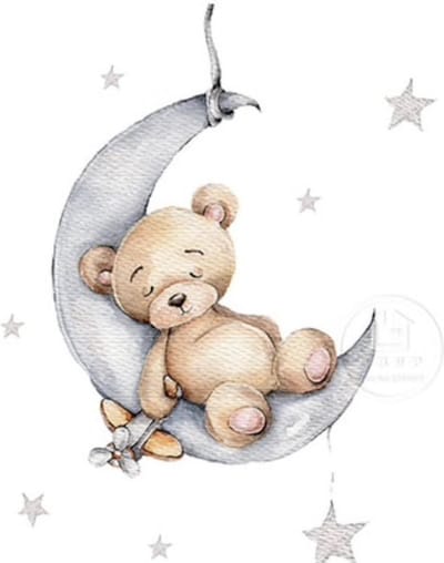 Muursticker - Beer met maan - Kinderkamer decoratie - Muurdecoratie - Babykamer