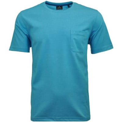 Ragman T-Shirt Softknit Uni Easy Care Round Neck Breast Pocket Ibiza Blue / male
