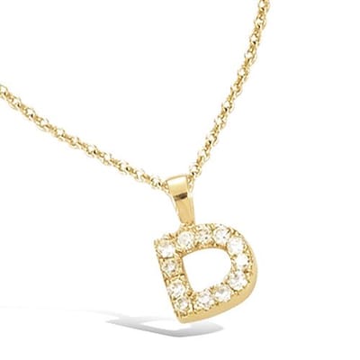 CHIVAL Letter D Ketting Dames – 18K Verguld Goud – Initial Ketting met Zirkonia – Goudkleurige Letter Hanger – Cadeau voor Vrouw