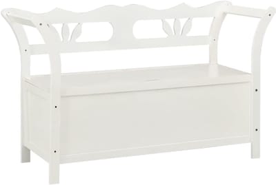 Houten Bank - Zitbank Tweezits - Hal Entree - Massief Vuren Hout - 107x45x75.5 cm - Wit Gelakt
