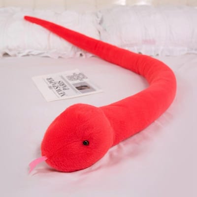 Lange Slang Pluche Knuffeldier Kussen Groen Geel Roze Rood Wit Zwart Schattig Zacht Poppetje Knuffel Speelgoed Jongen Meisje Kind Verjaardagscadeaus 100cm rood