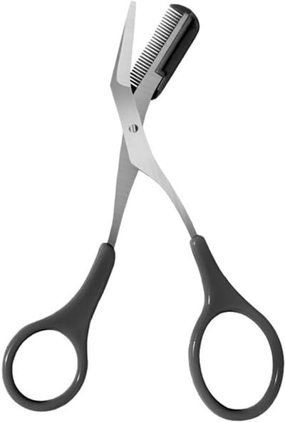 Wenkbrauwschaar met Kam - Gezichtsschaartje Trimschaar - Gezichtsverzorging - Geïntegreerde Kam - 12.5 cm - Zwart