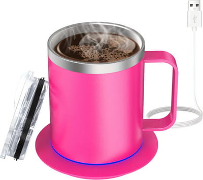 Livano Cup Warmer - Mok Warmer - Mug Warmer - Koffie Warmer - Verwarmde Onderzetter - Koffie Warmhouder - Koffiekop Verwarmer - Kop Warmer - USB - Kopjes - Melk - Roze