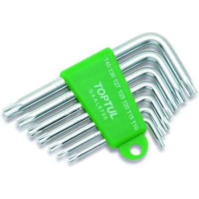 Zeskantsleutel set TORX TOPTUL 7Stk(T10 T15 T20 T25 T27 T30 T40) kurz L-Typ