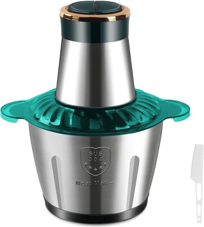 Elektrische vleesmolen, multifunctionele 2-snelheden voedselhakker met 3L roestvrijstalen container en messen, 110W handmatige groentehakker/blender, voor groenten, uien, knoflook, salade, fruit
